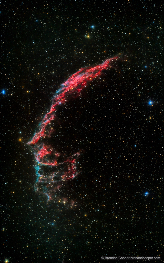 NGC 6992, the Eastern Veil Nebula. Bit scary. Click for full size (even scarier).